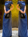 Stylish Off the Shoulder Blue Mermaid Long Prom Dresses ,WGP1082