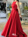 Elegant Red A-Line Halter Backless Long Evening Dresses, Formal Dresses, Birthday Party, WGP539