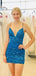 Sexy Bule Spaghetti Strap Mermaid Sleeveless Popular Cheap Short Homecoming Dresses, Birthday Party EPT234