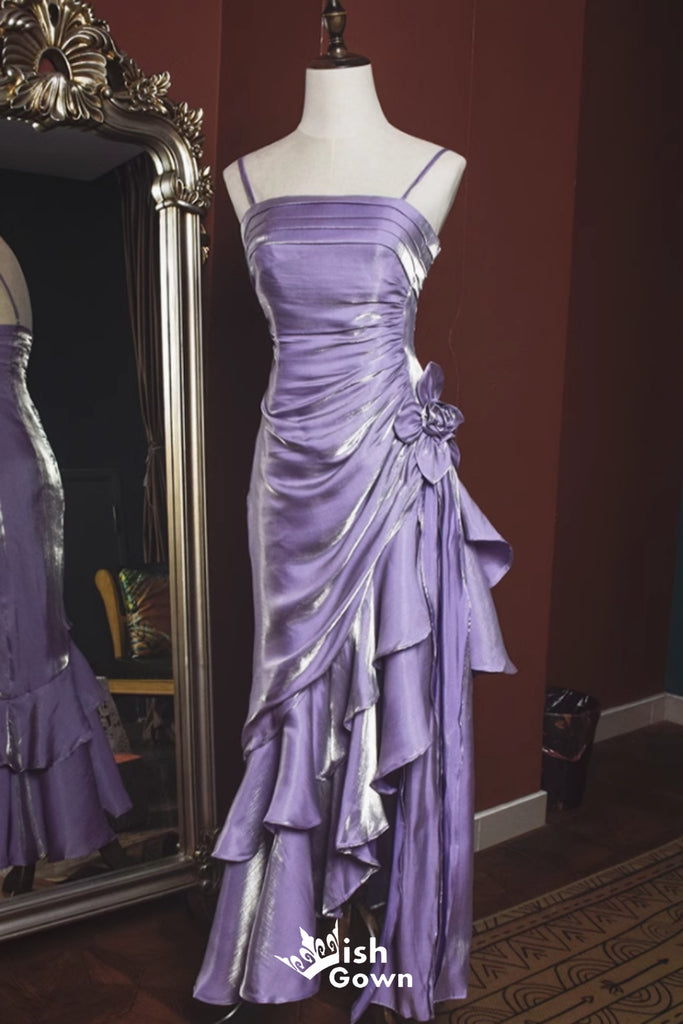 Stylish Light Purple Spaghetti Straps Mermaid Long Prom Dresses ,WGP1084