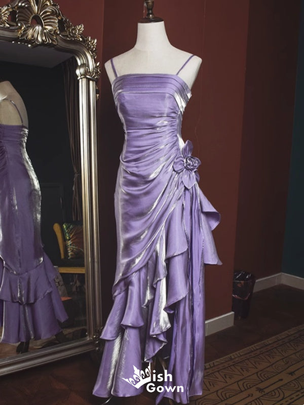 Stylish Light Purple Spaghetti Straps Mermaid Long Prom Dresses ,WGP1084