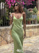 Unique Green Spaghetti Strap Scoop Mermaid Long Sleeve Popular Long Evening Dresses, Formal Dresses, Birthday Party, WGP681