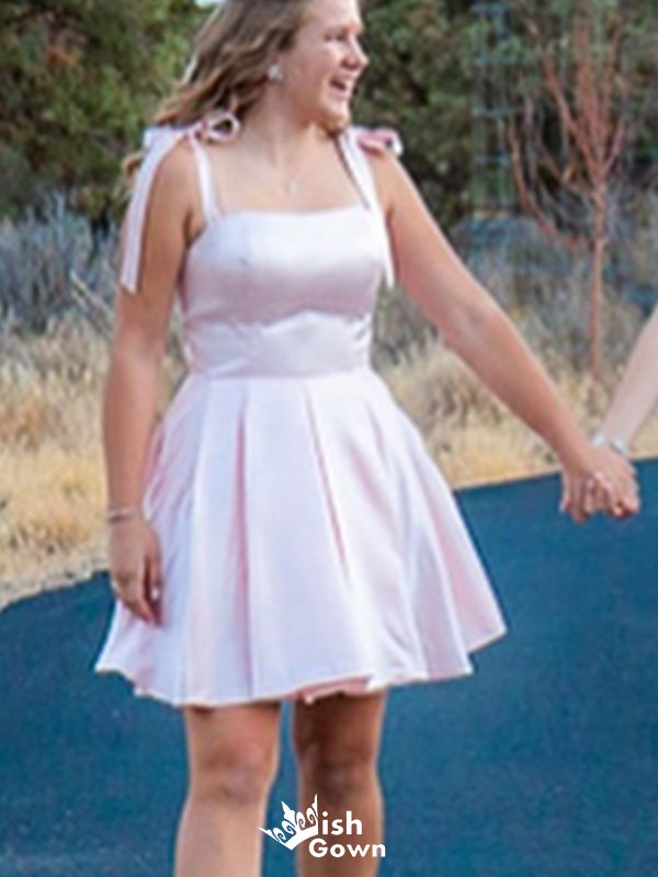 Elegant Spaghetti Strap A-line Short Mini Homecoming Dress,EPT395