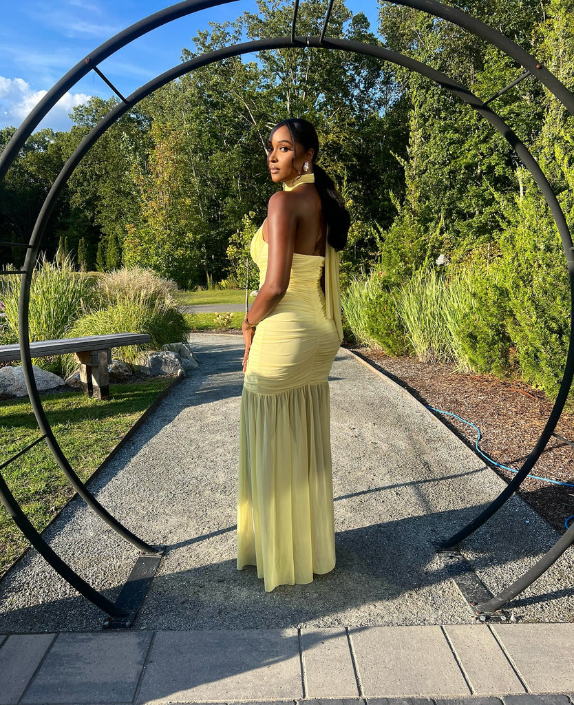Unique Yellow High Neck Mermaid  Long Prom Dress Ideas, Evening Party Dresses,WGP1804