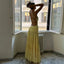 Unique One Shoulder Yellow Tiered Prom Dress Ruffled Waist Summer Style Chiffon Maxi,WGP2108