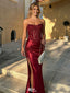 Sexy Red Sweetheart Mermaid Side Slit Long Prom Dress Ideas, Evening Party Dresses, WGP2041