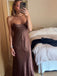 Sexy Brown Spaghetti Strap Mermaid Long Sleeveless Long Party Prom Dresses,Evening Dress Online, WGP711