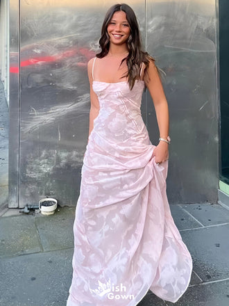 Gorgeous Spaghetti Strap A-line Long Prom Dress Ideas, Evening Party Dresses,WGP1581