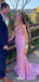 Cute Pink Spaghetti Strap Mermaid Long Sleeveless Long Party Prom Dresses,Evening Dress Online, WGP719