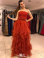 Sexy Red Strapless A-Line Long Sleeveless Long Party Prom Dresses,Evening Dress Online, WGP721