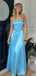 Simple Baby Blue Strapless A-Line Long Sleeveless Long Party Prom Dresses,Evening Dress Online, WGP726