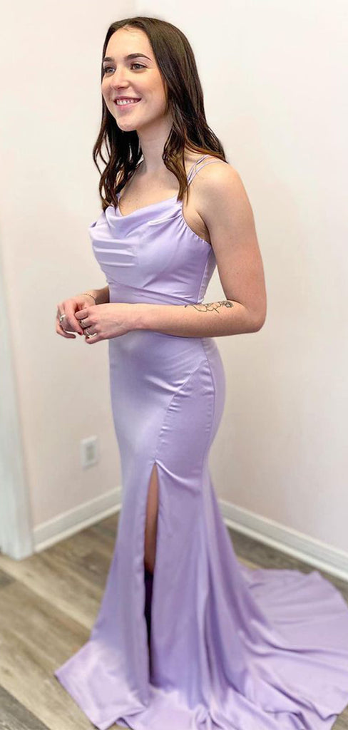 Purple Spaghetti Strap Side Slit Long Sleeveless Long Party Prom Dresses,Evening Dress Online, WGP727