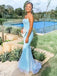 Elegant Baby Blue Mermaid Strapless Long Sleeveless Long Party Prom Dresses,Evening Dress Online, WGP729