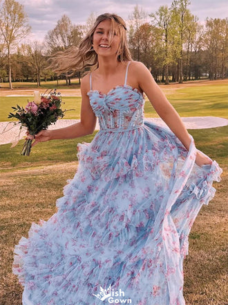 Gorgeous Spaghetti Strap Sweetheart A-line Long Prom Dress Ideas, Evening Party Dresses,WGP1159