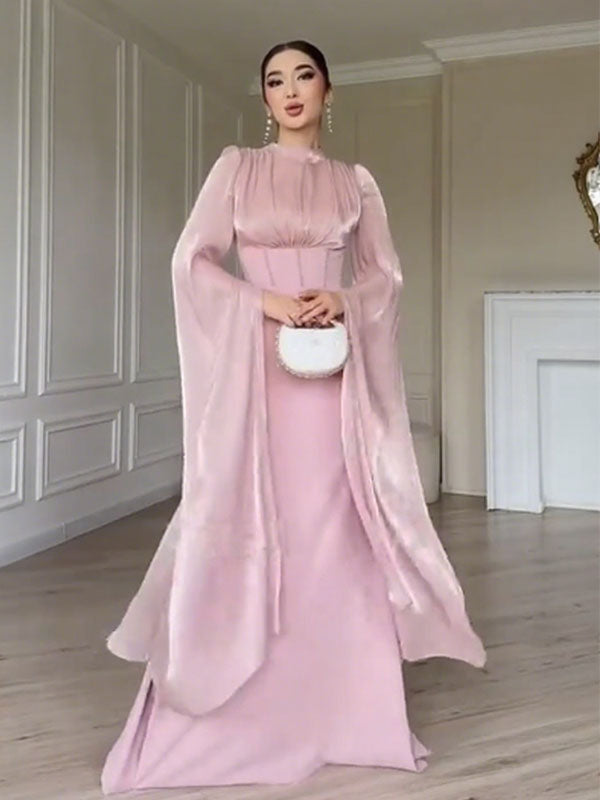 Elegant Pink Halter Mermaid Long Prom Dress Ideas, Evening Party Dresses,WGP1840
