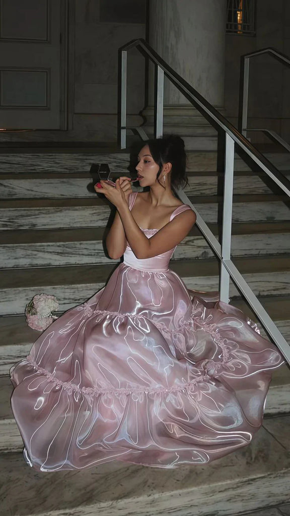 Elegant Pink Spaghetti Strap Mermaid Long Prom Dress Ideas, Evening Party Dresses,WGP1832