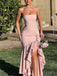 Elegant Pink Sweetheart Mermaid Side Slit Sleeveless Long Prom Dress Ideas, Evening Party Dresses,WGP1680