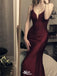 Sexy Red Spaghetti Strap Mermaid Long Prom Dress Ideas, Evening Party Dresses,WGP1767