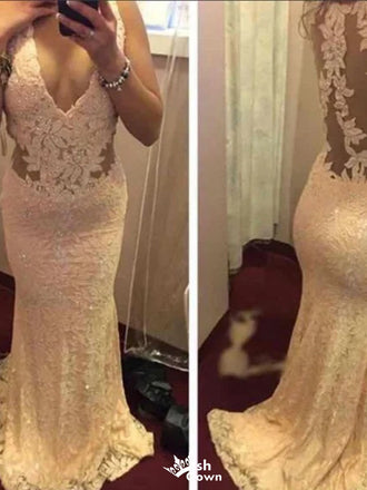 Sexy Pink V-Neck Mermaid Long Prom Dress Ideas, Evening Party Dresses,WGP1858