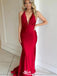 Unique Red Mermaid V-Neck Sleeveless Cheap Maxi Long Party Prom Gowns,Evening Dresses,WGP466