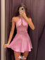 Sexy Pink Halter Strap Tight Popular Cheap Short Homecoming Dresses, EPT262