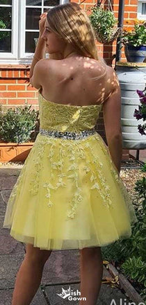 Elegant Halter Lace A-line Short Mini Homecoming Dress,EPT326