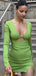 Sexy Long Sleeves V-neck Sheath Short Mini Homecoming Dress,EPT511