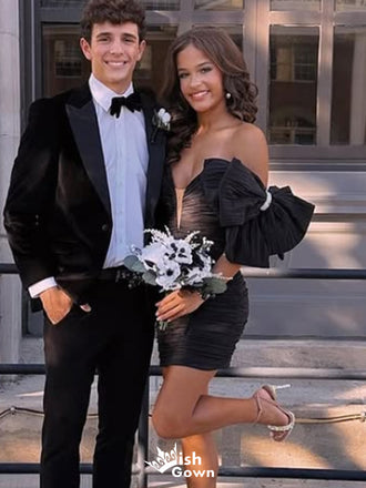 Formal One-shoulder V-neck Sheath Short Mini Homecoming Dress,EPT524