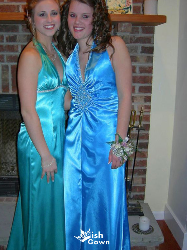 Elegant Halter V-neck Mermaid Long Prom Dress Ideas, Evening Party Dresses,WGP1674