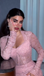 Elegant Pink Long Sleeve Mermaid Lace Long Prom Dress Ideas, Evening Party Dresses,WGP1690