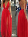 Sexy Red V-Neck Mermaid A-Line Long Sleeveless Long Party Prom Dresses,Evening Dress Online, WGP774