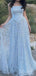 Shiny Blue Spaghetti Strap Mermaid Long Prom Dress Ideas, Evening Party Dresses,WGP1782