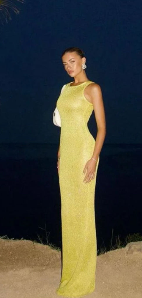 Elegant Yellow Jewel Mermaid Long Prom Dress Ideas, Evening Party Dresses,WGP1722