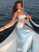 Unique Blue Spaghetti Strap Mermaid Long Prom Dress Ideas, Evening Party Dresses,WGP1848