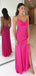 Elegant Pink Mermaid Spaghetti Strap Side Slit Long Sleeveless Long Party Prom Dresses,Evening Dress Online, WGP750