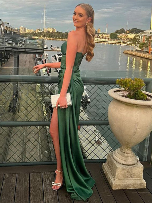 Sexy Green Sweetheart Mermaid&nbsp; Side Slit Long Sleeveless Long Party Prom Dresses,Evening Dress Online, WGP758