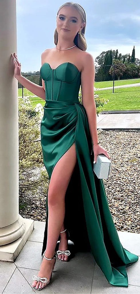 Sexy Green Sweetheart Mermaid&nbsp; Side Slit Long Sleeveless Long Party Prom Dresses,Evening Dress Online, WGP758