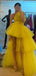 Elegant Yellow One Shoulder High-Low Long Sleeveless Long Party Prom Dresses,Evening Dress Online, WGP769