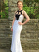 Elegant Black White Halter Mermaid Long Sleeveless Long Party Prom Dresses,Evening Dress Online, WGP780