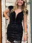 Sexy V-neck Lace Backless Sheath Short Mini Homecoming Dress,EPT336