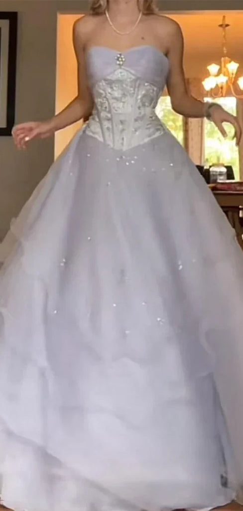 Unique White Sweetheart A-Line Long Prom Dress Ideas, Evening Party Dresses,WGP1746