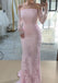 Sexy Pink Off-Shoulder Long Sleeve Mermaid Long Prom Dress Ideas, Evening Party Dresses,WGP1908