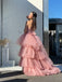 Unique Pink Sweetheart High Low Long Prom Dress Ideas, Evening Party Dresses,WGP1783