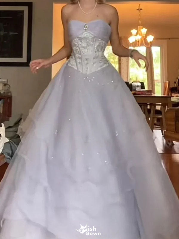 Unique White Sweetheart A-Line Long Prom Dress Ideas, Evening Party Dresses,WGP1746
