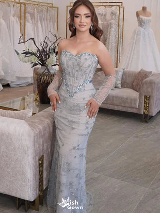 Unique Blue Sequin Sweetheart Sleeveless Mermaid  Long Prom Dress Ideas, Evening Party Dresse,WGP1692