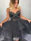 Sexy Black Spaghetti Strap Ball Gown Popular Cheap Short Homecoming Dresses, EPT301