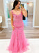 Cute Pink Off Shoulder Mermaid Long Sleeveless Long Party Prom Dresses,Evening Dress Online, WGP800