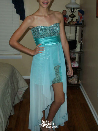 Unique Strapless Sheath Short Mini Homecoming Dress,EPT599