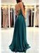 Sexy A-Line Spaghetti Straps Side Slit Floor-Length Backless Sleeveless Prom Dresses,Wedding Guest Gowns,WGP319