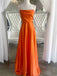 Elegant Orange Spaghetti Strap A-Line Side Slit Party Prom Dresses,Evening Dress Online, WGP806